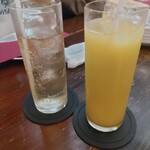 ティアブランカ - ジンジャエール　420円　ちょっと飲んで減ってます　　パインジュース　480円