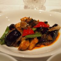 四川豆花飯荘 東京店 - 豚肉と茄子、モロッコインゲン、パフリカの四川風炒め