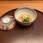 日本料理 太月 - お魚・小松菜柚子添えのお椀物