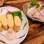 大ちゃん - だし巻玉子、ヒラメとイカのお刺身