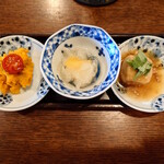 釜めし菜時記 さき亭 - 前菜三種盛り合わせ