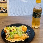 かんすけ - たこ焼き6個540円(一味マヨ)＋明太マヨ108円＋ねぎトッピング54円＋ジンジャエール250円＝合計952円