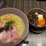 中華蕎麦 三藤 - ポリチーニトリュフ麺と自家製生佃煮と卵ご飯