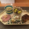 旬採和食 みのり - 料理写真:上から、湯葉の山椒煮、銀杏とむかご、失念、柿と栗の和え物、合鴨？の酒盗付け