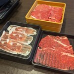 しゃぶ葉 - 料理写真:牛みすじ、鴨肉、牛肉