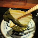 草庵 鍋島 - 鮑のフライに鮑の肝ソース、そりゃ美味しいって…