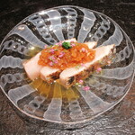 草庵 鍋島 - 造り②太刀魚1.4kgのドラゴン、脂のりが良い