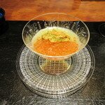 草庵 鍋島 - 初物イクラと、金糸瓜、赤海胆たっぷり、柚子出汁