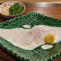 櫻木 - お造り：マツカワガレイ あん肝ポン酢添え