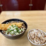 長命うどん - う中+イカ天+かやくごはん