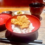 江戸前晋作 - 〆のかき揚げ天丼　タレと小柱が絡み最高です♫
