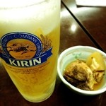 ビールとお通しのブリ大根