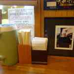 中華蕎麦 とみ田 - しばしの間、大勝軒の始祖である山岸一雄氏の写真を見つつ