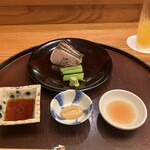 日本料理 太月 - 炙り霜（小松菜・むら芽添え)