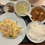 青山一品 - 海老と玉子炒め定食@950円