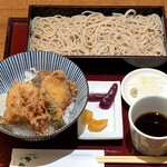 亀鶴庵 - 亀鶴庵 茅場町店 野菜天丼セット 税込1,150円 ご飯少な目でお願い