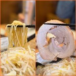 麺酒場ひかる - 背脂醤油ラーメン・麺とチャーシュー