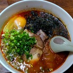 焼鳥倉沢屋 - もりおか温麺　(納豆入)　に生タマゴを入れてもらいました。