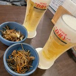 浜焼き海鮮居酒屋 大庄水産 - お通し@350×2
生ビール中ジョッキ@560×2