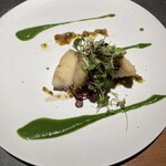 malca - ヒラメのフリット　春菊のソース