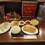 大阪王将 - 餃子定食(ご飯大盛)＆水餃子