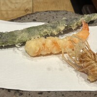 天ぷらnuu nuu - エビの頭、岐阜のインゲン