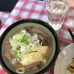 ささのや - もつ煮込み　熱燗