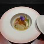 山荘 風の杜 - 先付け　万願寺豆腐とかぶら、イクラ、舞茸