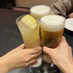 山荘 風の杜 - 生ビールとゴロゴロレモンサワーで乾杯