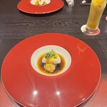 山荘 風の杜 - 鱧のすき焼き〜メレンゲと卵黄と混ぜるとすき家に❣️