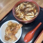 登治うどん - カレー南蛮＋ミニちくわ天丼