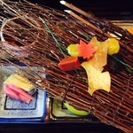 懐石 昇一楼 - 赤こんにゃく　ぎんなん　もみじ型にんじん　いちょう型おいも