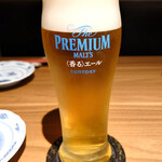仙台牛タン&ステーキ もみじ赤坂 - 8生ビール680円。ザ・プレミアム・モルツでした。キンキンです