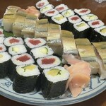 いけ八 - 料理写真:ツマミの巻物とアナゴ寿司