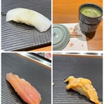 寿司栄 - イカ、がんどぶり、赤貝