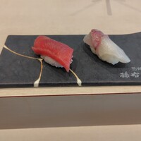 築地 孫右衛門 ミント神戸店 - この前にトロが出てきました、鮪赤身となんだっけ