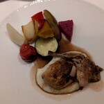 ルメルシマン オカモト - 高いコースでは牛フィレか羊が選べたのですが、無理言って鶉とマッシュポテト。ジューシー!!