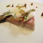 ラ・ビオグラフィ - 魚料理：一本釣りトロ金目鯛 プレミアムエッセンス 2010 茸コレクション/檸檬1