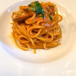 Koba - ランチコースのスパゲティ 赤海老のトマトクリーム、リングイネ