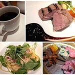 RISTORANTE Orobianco - ランチA(前菜5種、ローストポーク、ヤリイカとルッコラとオイルソースボッタルガ添えパスタ、カフェ)2,475円✨️同伴者の注文。Wメインのプチース。お肉も柔らかくパスタも絶妙だったそうな♪