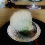 西欧料理 サヴァカ - ⑨ 大葉のソルベ、青柚子のエスプーマかけ