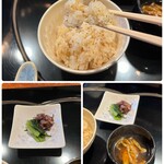 八王子うかい亭 - こんがりした焼き目まで美味しい♪(๑ᴖ◡ᴖ๑)♪ 
      付け添えは、赤だしのお味噌汁に
      青菜の浅漬けと刻んだしば漬け。
      程よい塩気で…
      身体に優しい〆ご飯ですね〜(*´ー｀*)