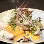 春秋 - 豚しゃぶ 自家製胡麻ダレ たっぷりの薬味とともに 