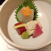 京懐石 美濃吉 そごう横浜店 - お造り　本鮪、鯛の昆布締め、湯葉