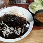 馬場南海 - カツカレー＆チーズトッピング、ライスは少ないので大盛にした方が良い