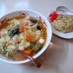 中国料理 東洋軒 - エビソバと半チャーハンセット