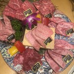 和牛焼肉 牛兵衛草庵 - 和牛7種盛り合わせ