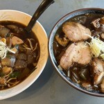 八平の食堂 - 左：アリランラーメン、右：アリランチャーシューラーメン