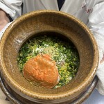 赤坂おぎ乃 - お食事②松葉ガニと九条ネギの炊き込みご飯　みそ汁　香の物
