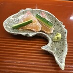 赤坂おぎ乃 - 藤本さん　カンパチ　このわた醤油　胡瓜